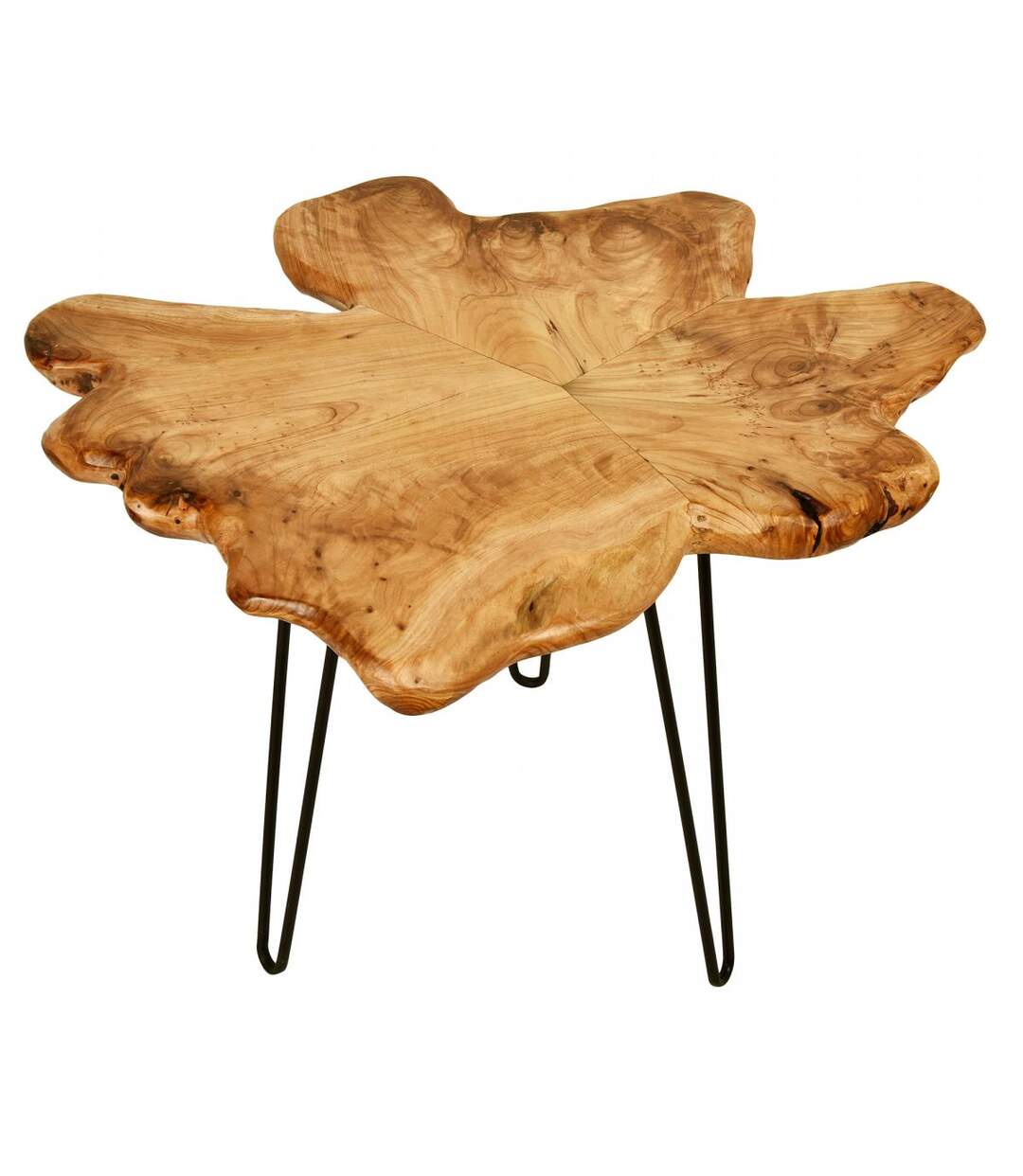 Table basse fait main en bois motif floral ELO