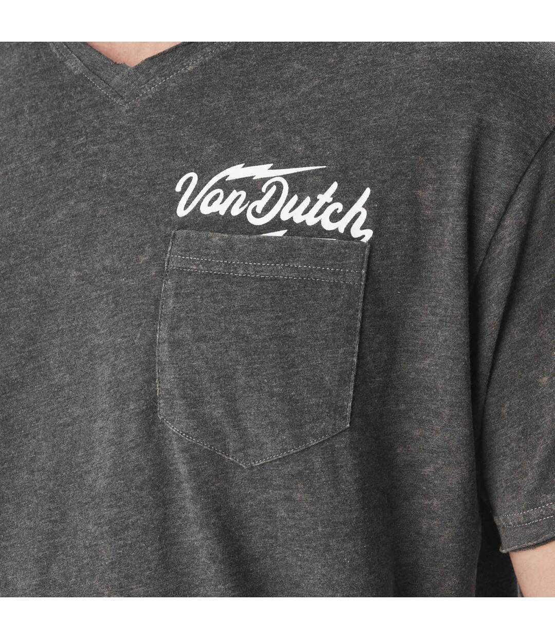 T-shirt homme col V en burnt out avec print Mott Vondutch-4