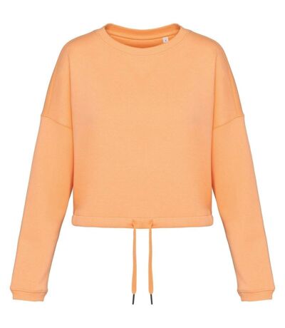 Sweat crop oversize à col rond écoresponsable - Femme - PAT429 - orange abricot