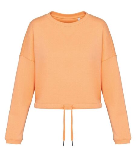 Sweat crop oversize à col rond écoresponsable - Femme - PAT429 - orange abricot