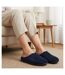 OZABI Mules Femme Unies, Velours Côtelé Synthétique, Passepoil Fourrure-2