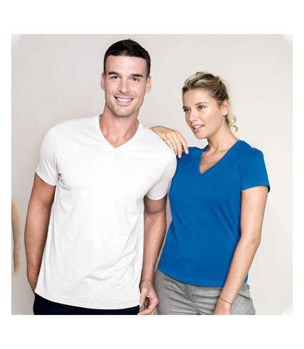 T-shirt à manches courtes et col en V coupe cintrée Kariban pour homme (Blanc) - UTRW707