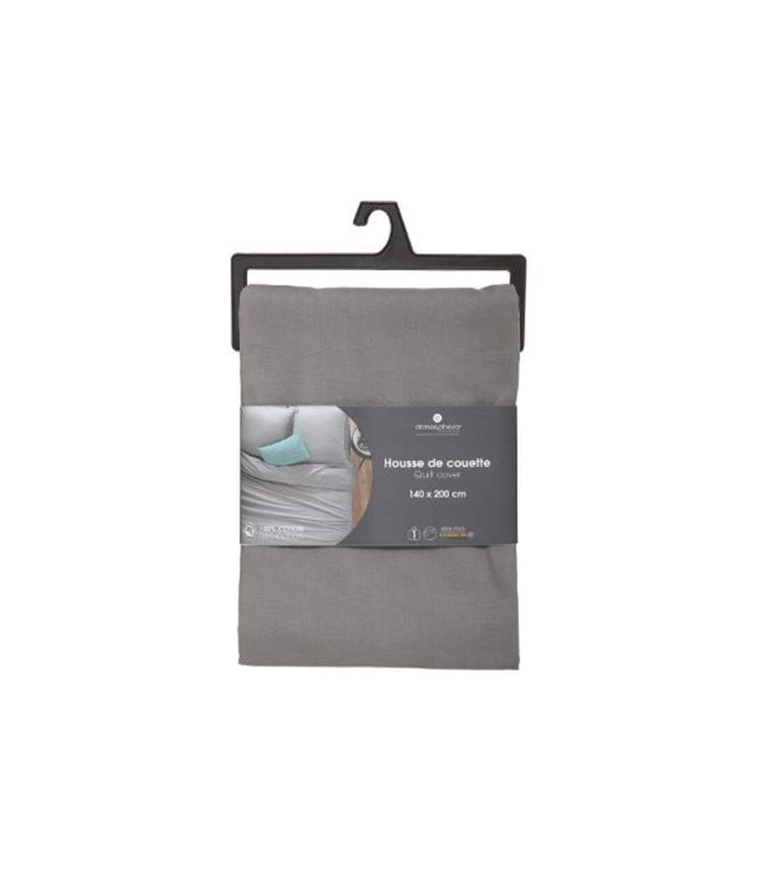 Housse de Couette Intérieur 140x200cm Gris-3
