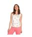 Womens/ladies Dog Print Sleeveless Pyjama Top Off White PJ Salvage-4
