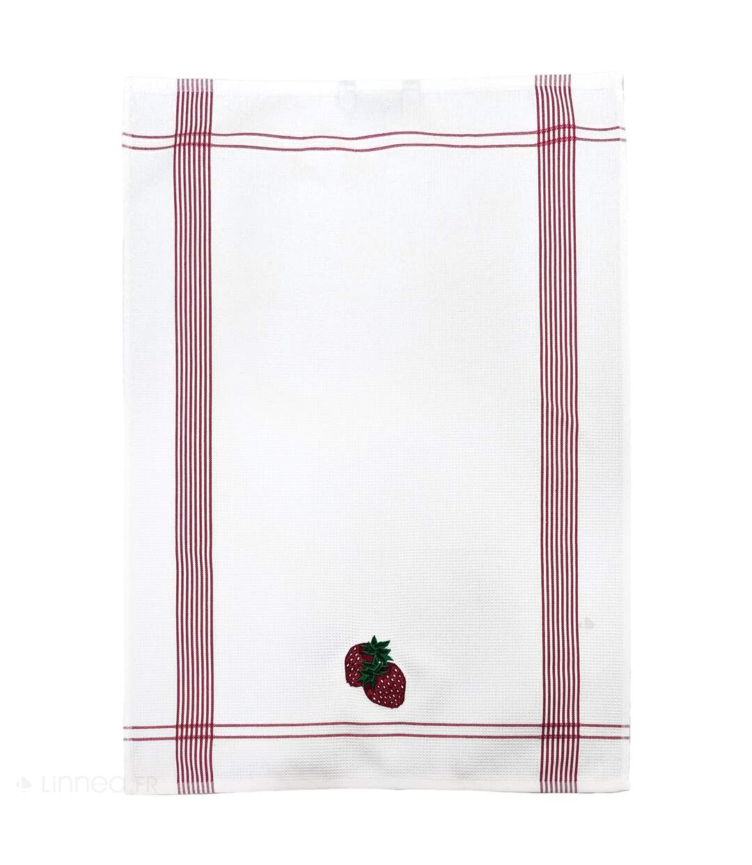 Torchon nid d'abeille WAFFLE brodé Fraise-5