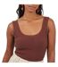 Womens/ladies Lace Trim Ribbed Bodysuit Chocolate Brave Soul-2
