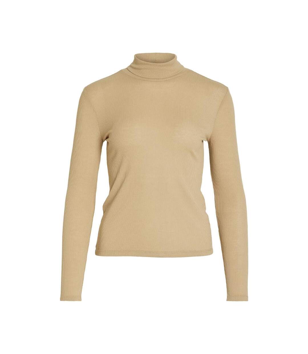 T-shirt Manches Longues Beige Femme Vila Elsea - L