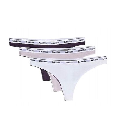 Lot de 3 Strings Noir/Blanc/Violet Femme Calvin Klein Jeans Thong - L