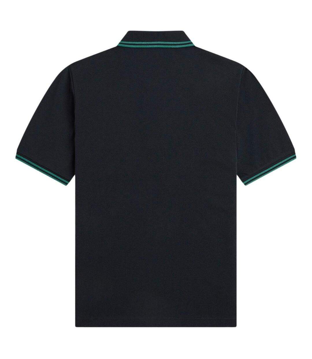 Polo Motif/style Col À Double Rayure Homme Noir Fred Perry-2
