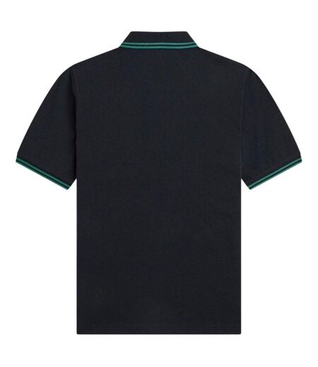 Polo Motif/style Col À Double Rayure Homme Noir Fred Perry