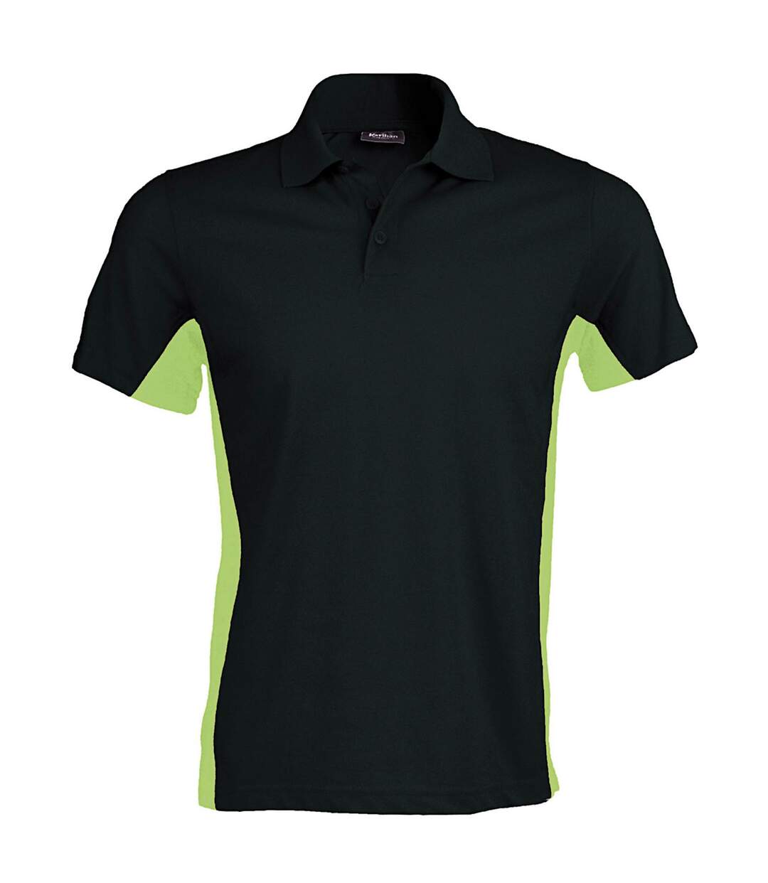 Kariban Mens Short Sleeve Flag Polo Shirt (Dual Color) (Black/Lime)