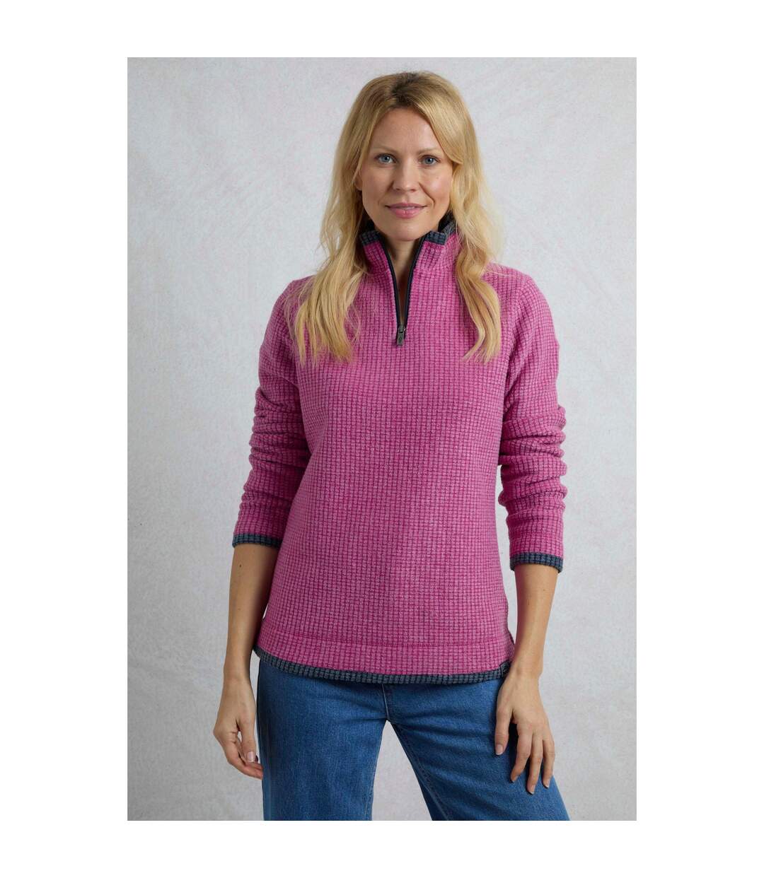 Womens/ladies Beye Grid Eco Friendly Quarter Zip Fleece Top Dark Raspberry Weird Fish-1