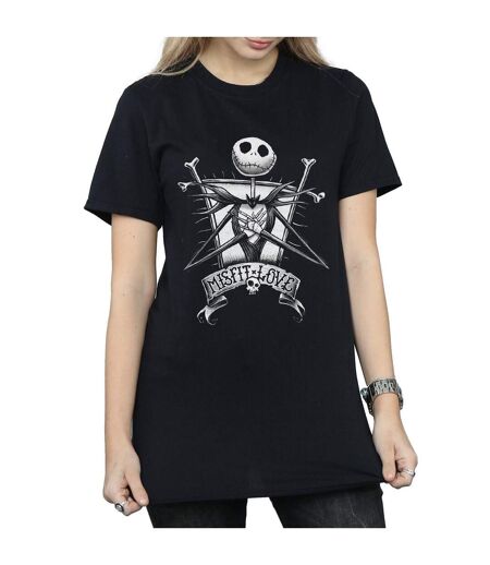 Disney Womens/Ladies Nightmare Before Christmas Misfit Love Cotton Boyfriend T-Shirt (Noir) - UTBI41438