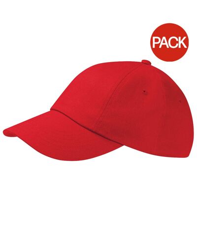 Beechfield Unisex Low Profile Heavy Cotton Drill Cap / Headwear (Pack of 2) (Classic Red) - UTRW6730