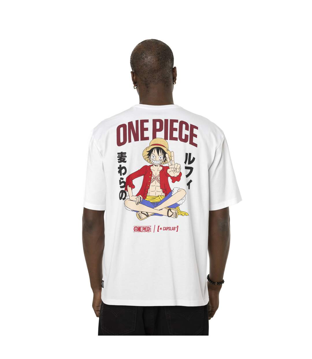 T-shirt en coton homme relax fit avec print  One Piece Luffy Capslab-3