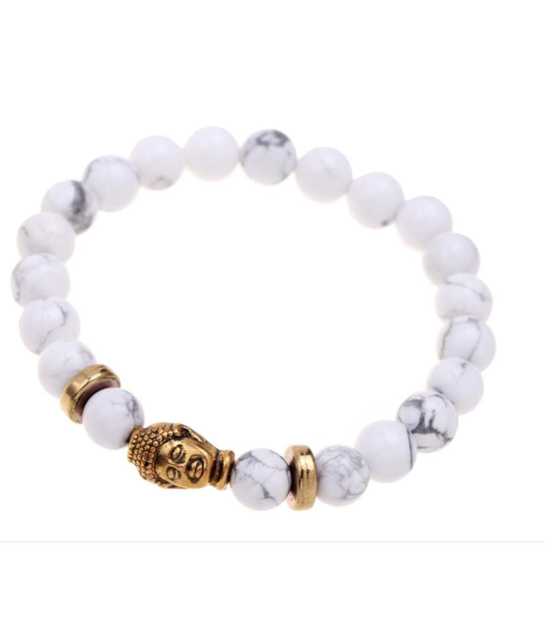 Bracelet Bouddha en Howlite-1