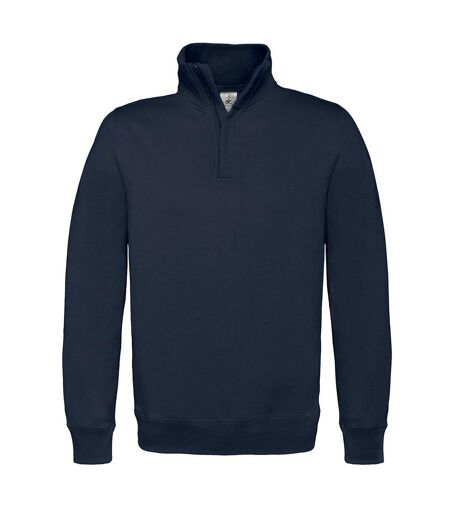 B&C Mens ID.004 Cotton Quarter Zip Sweatshirt (Navy Blue) - UTBC5348
