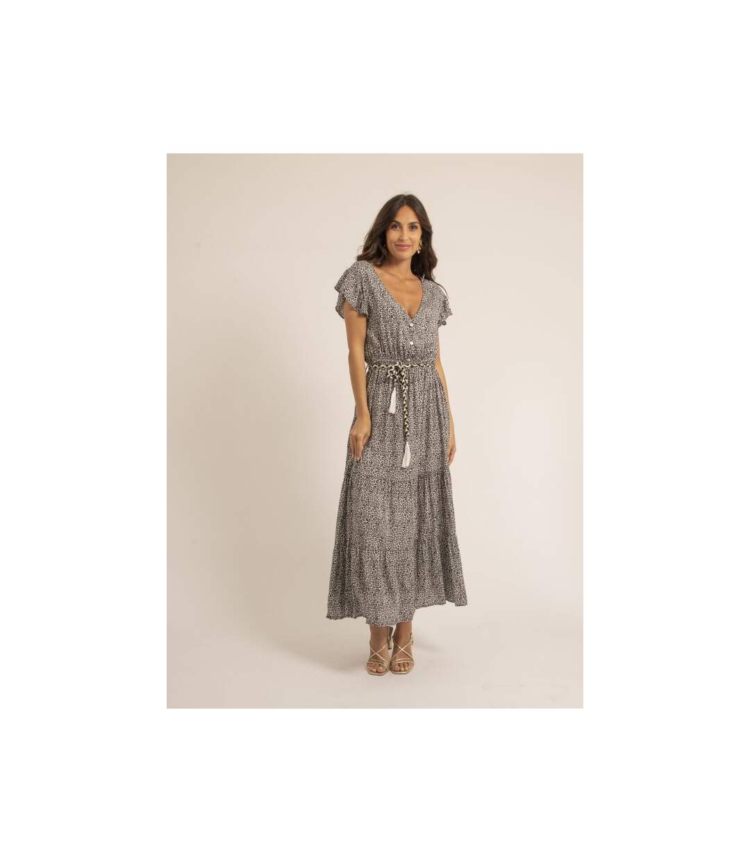 Robe longue col V ILMAX - Dona X Lisa-1