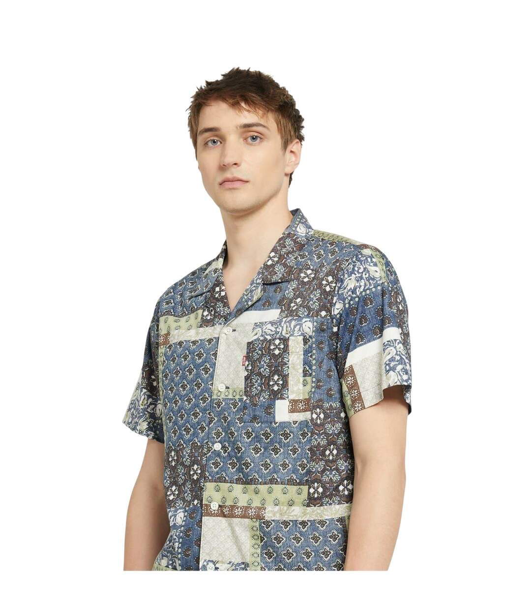Mens Sunset Camp Regular Shirt Blue Green Brown Levis-3