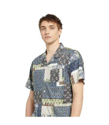 Mens Sunset Camp Regular Shirt Blue Green Brown Levis