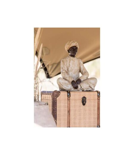 Paris Prix - Statue Déco En Résine indien Assis 22cm Beige