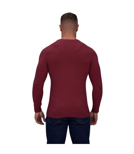 Mens classic crew neck jumper berry Raging Bull