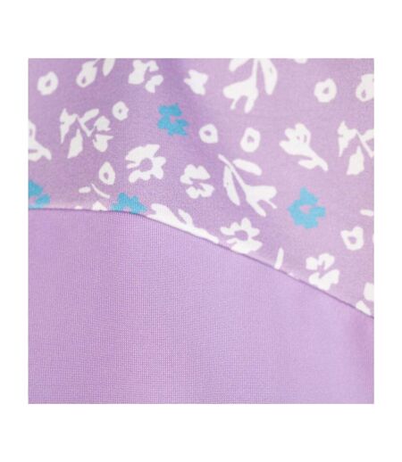 Womens/ladies Floral Base Layer Top Purple Island Green