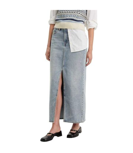 Womens/ladies Denim High Waist Maxi Skirt Blue Levis