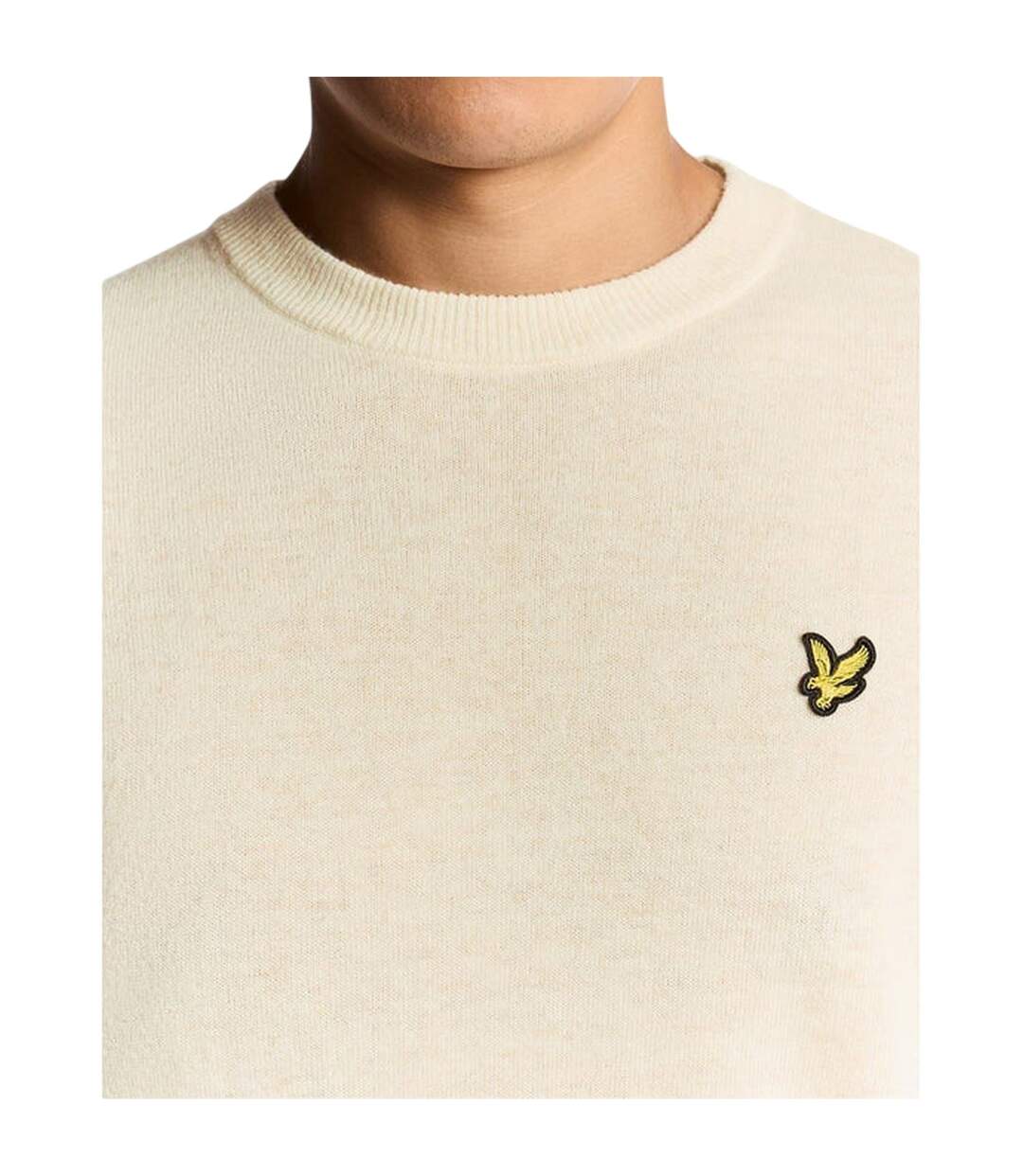 Mens Embroidered Logo Crew Neck Long-sleeved Sweater Top Beige Marl Lyle & Scott-4
