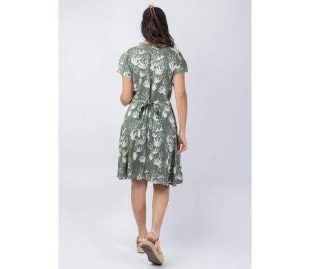 Robe courte encolure cache-cœur MARIKA motif fleur de lotus Coton Du Monde