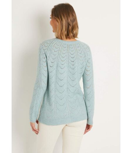 Gilet cardigan boutonné chiné ajouré col rond
