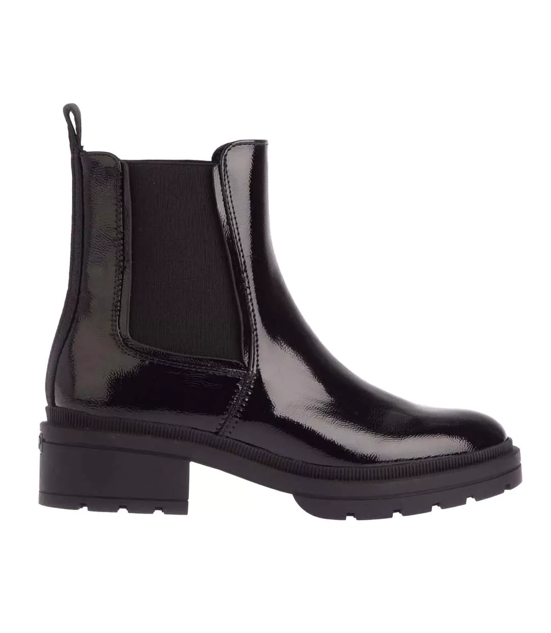 Womens/ladies Iggie Patent Faux Leather Chelsea Boots Black Rocket Dog-4