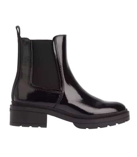 Womens/ladies Iggie Patent Faux Leather Chelsea Boots Black Rocket Dog
