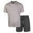 Mens crew neck short pyjama set light grey marl/charcoal Light And Shade-1