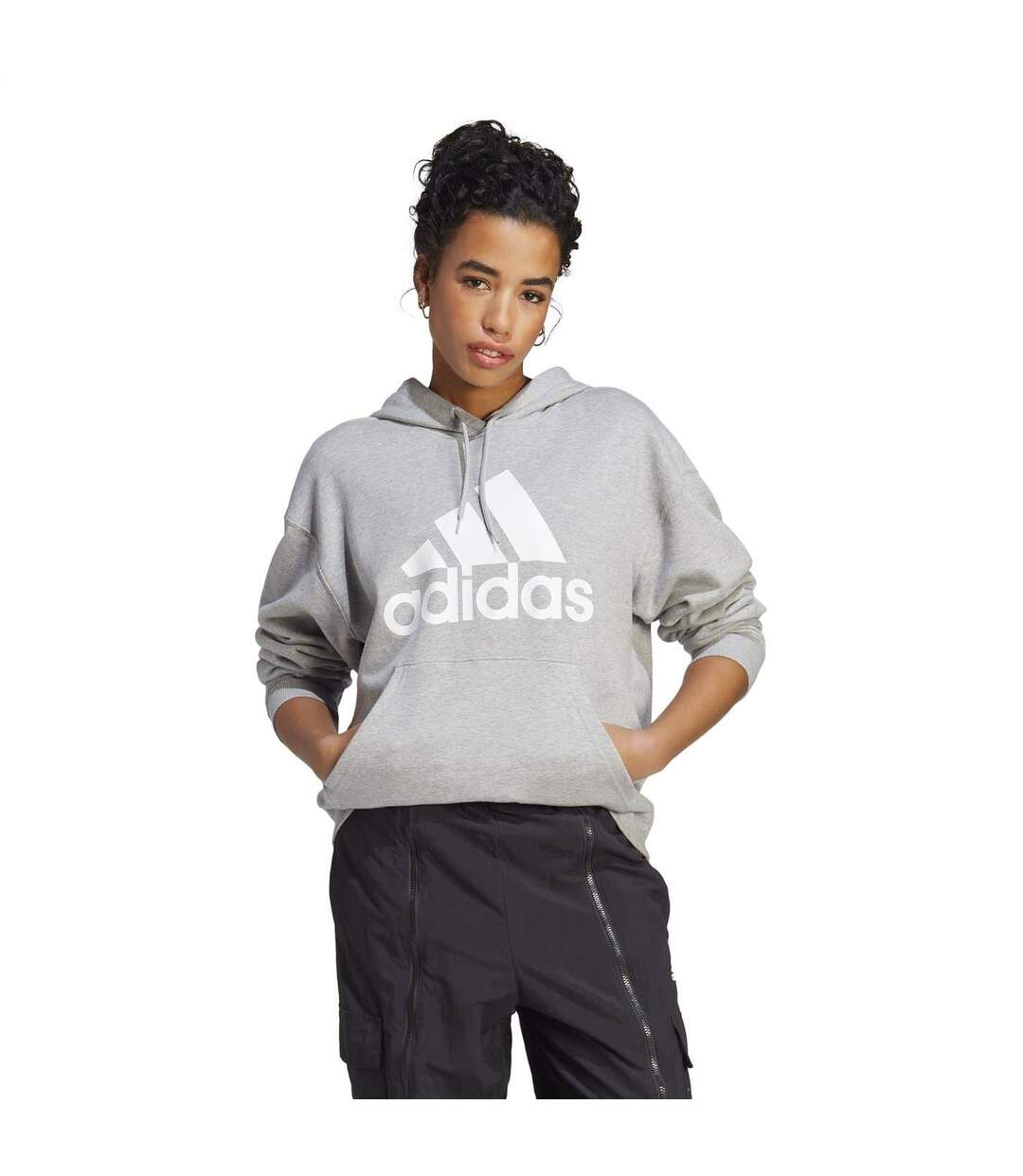 Sweat À Capuche Avec Cordons Badge Of Sport Femme Gris Chiné Chiné Adidas-4