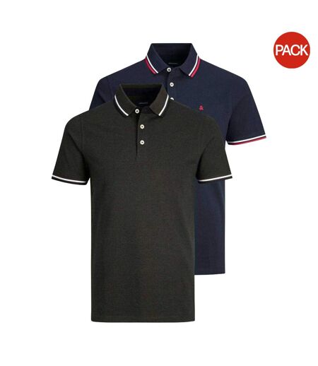 Lot De 2  Polos Paulos Homme Bleu Marine Vert Foncé Jack And Jones