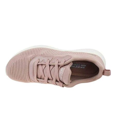 Womens/ladies Bobs Sport Squad Tough Talk Shoes Pink White Skechers