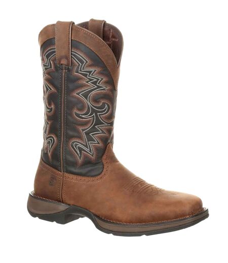 Mens Rebel Full Grain Leather Cowboy Boots Chocolate Midnight Durango