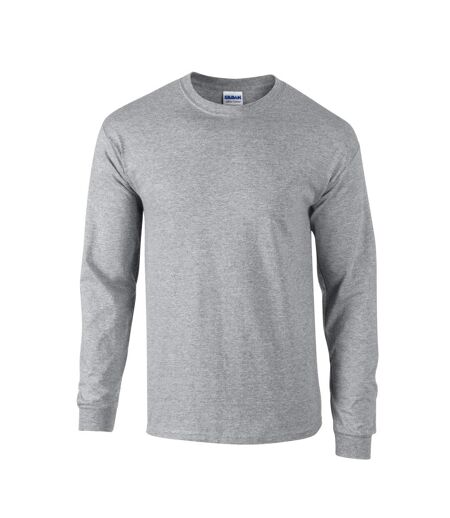 T-shirt Manches Longues Motif/style Uni Adulte Gris Gildan
