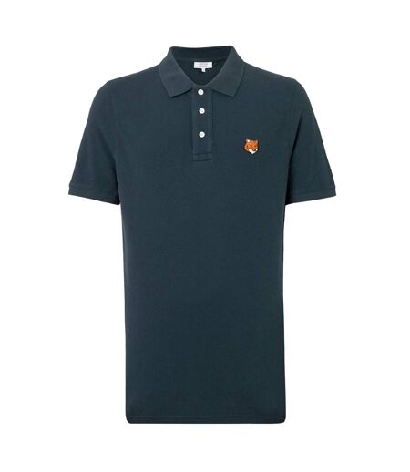 Mens Fox Short-sleeved Polo Shirt Classic Navy Blue Maison Kitsuné