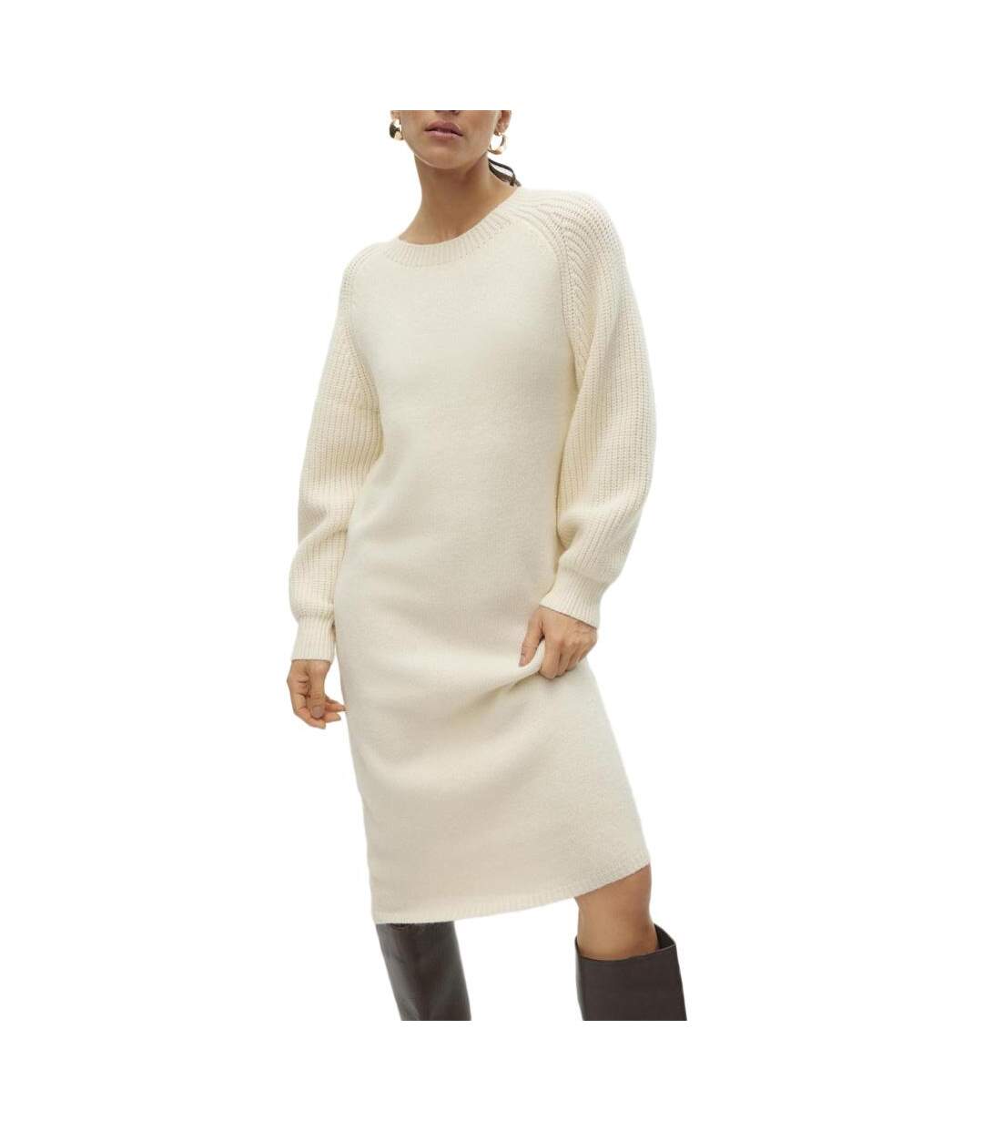 Robe pull blanc femme vero moda enya-1