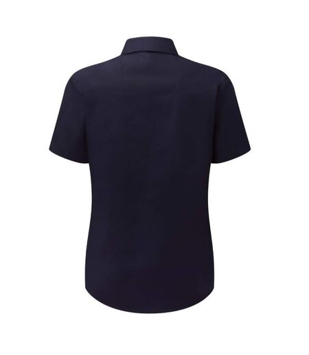 Russell Collection Ladies/Womens Short Sleeve Poly-Cotton Easy Care Poplin Shirt (French Navy) - UTBC1028
