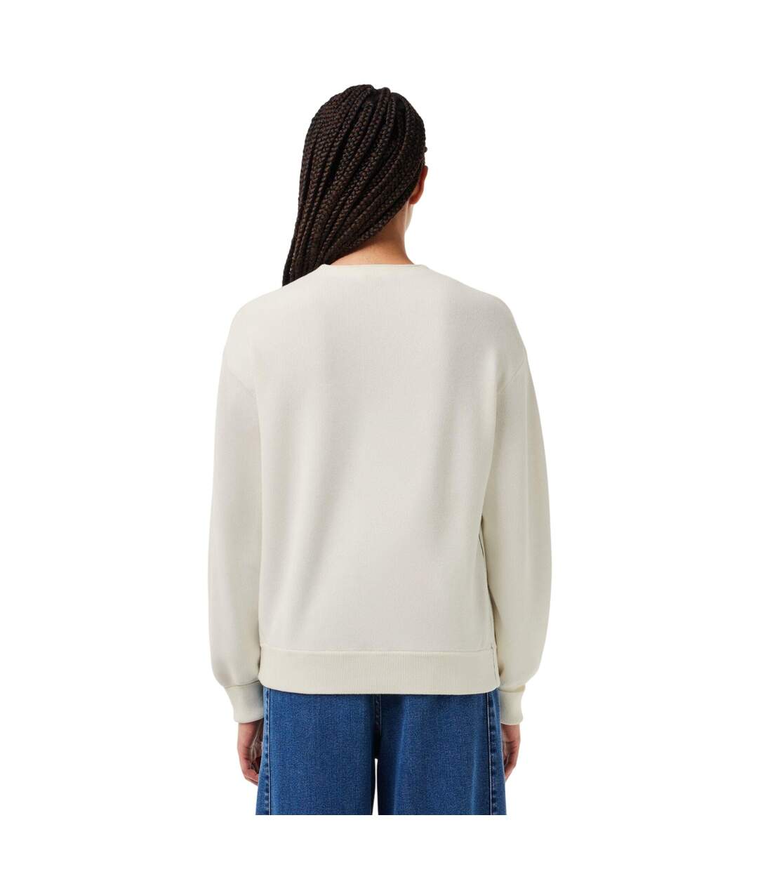 Womens/ladies V Neck Relaxed Fit Cardigan White Lacoste-3