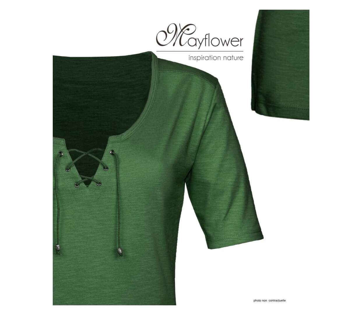 Tee-shirt femme MAYFLOWER DAMOCLES4 kaki : l'élégance des manches 3/4-4