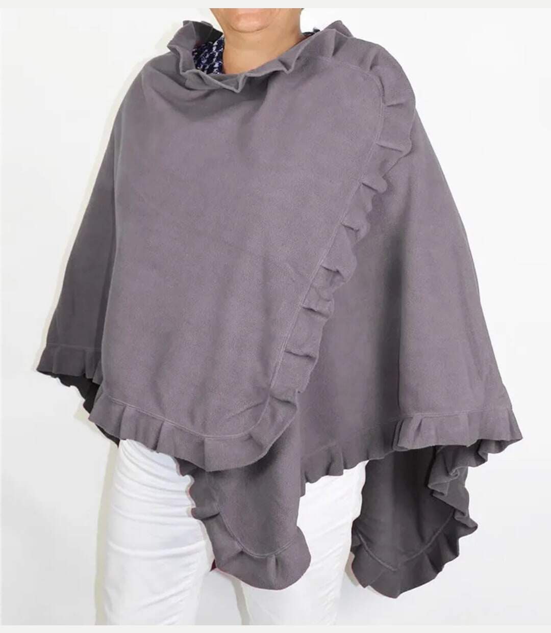Châle / Étole Femme en Polaire Gris (Modèle Chale1G)-2
