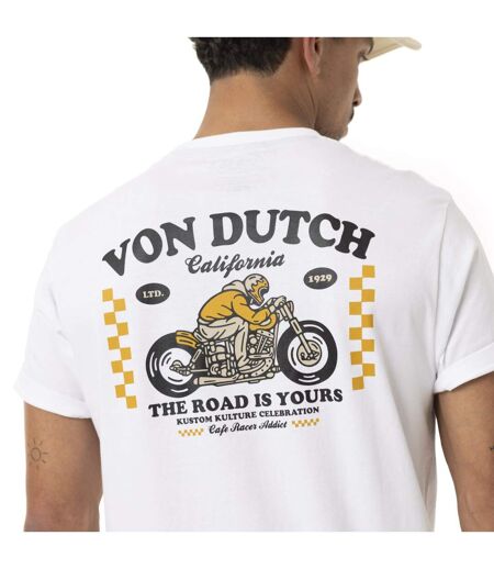 T-shirt homme col V en jersey 180gr print devant&dos Café Vondutch