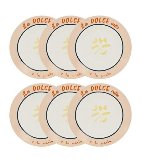Lot de 6 Assiettes à Pâtes Della Pasta 22cm Multicolore