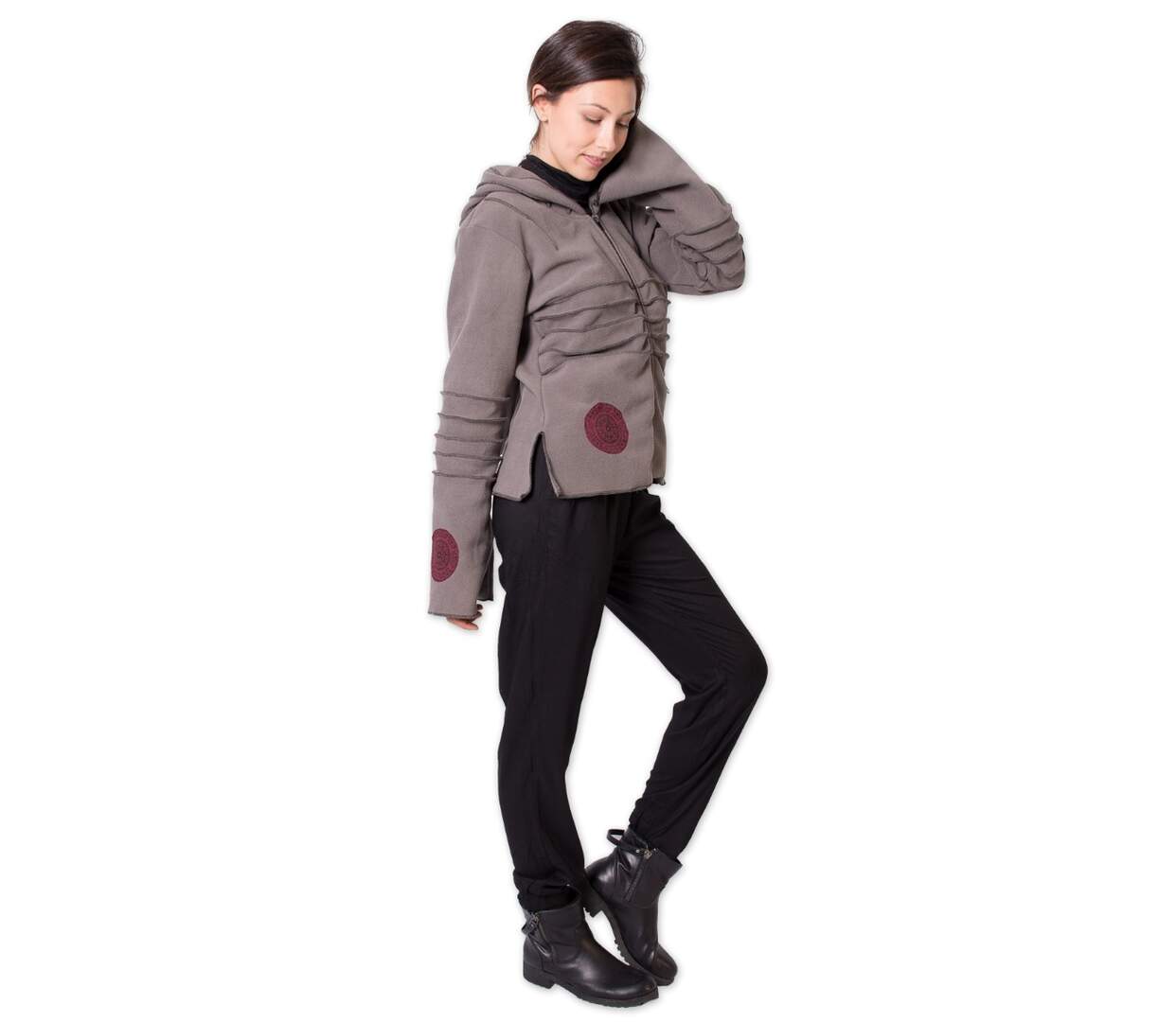 Veste polaire à capuche SINNAMARY grise Coton Du Monde-3