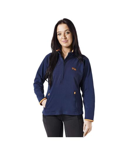 Womens/ladies half zip fleece top navy/orange Firefoot