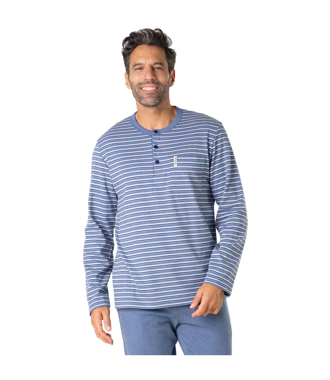 Pyjama long col T homme Interlock Eminence-1
